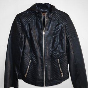 The Black Leather Hoodie Jacket